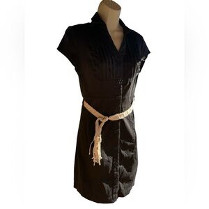 Charlotte Russe Stretchy Black Button Up Dress Medium With Collar GUC